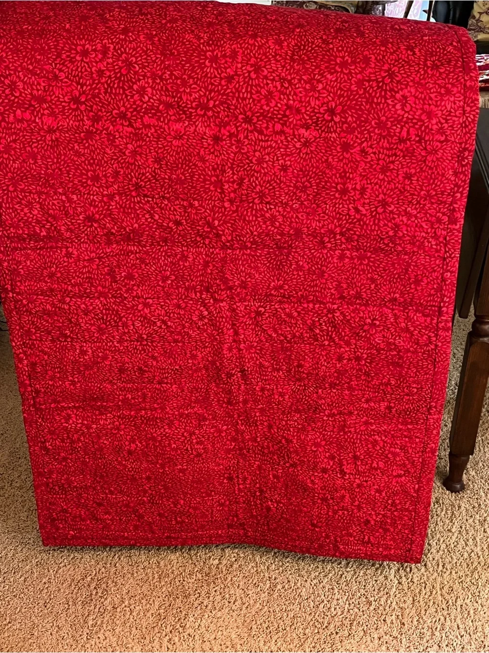 Handmade Festive Patchwork Holiday Throw in Red and Green